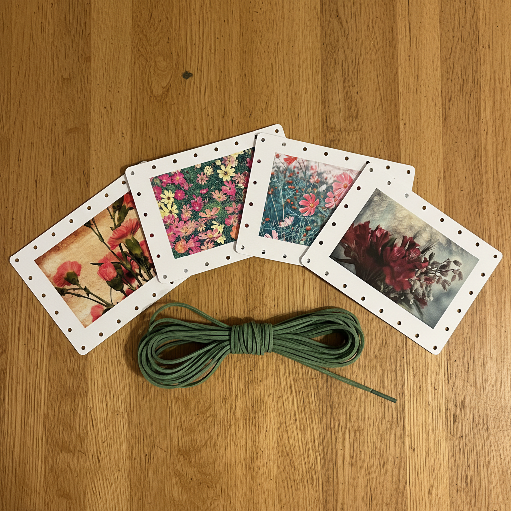 Vintage Flowers Lacing Cards